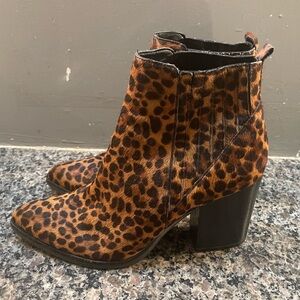 Marc Fisher Leopard Print Ankle Boots with Chunky Heel